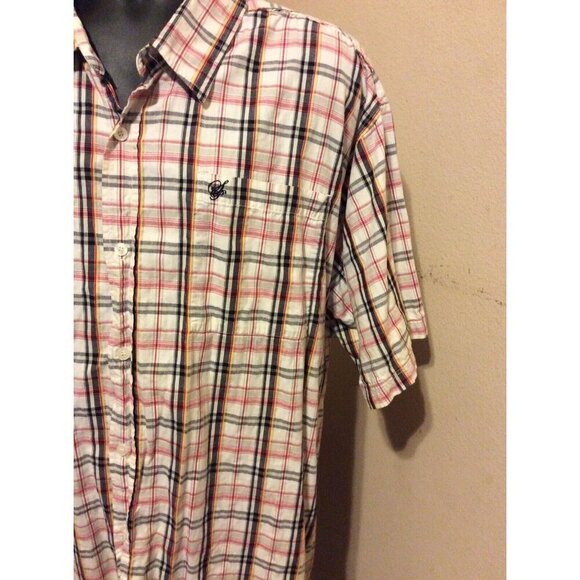 SouthPole Hexagon Product Short Sleeve Button Shirt Mens Size 5XL White Plaid - Picture 5 of 12